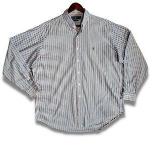 Ralph Lauren Men's Size 17 Extra Large Striped Long Sleeve Button-down Shirt